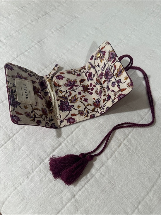 Sezane Handbags - Floral Printed Jewelry Case in Purple and Cream